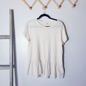 DYLAN OFF WHITE CREAM SHIRT WITH RUFFLE SIZE MEDIUM